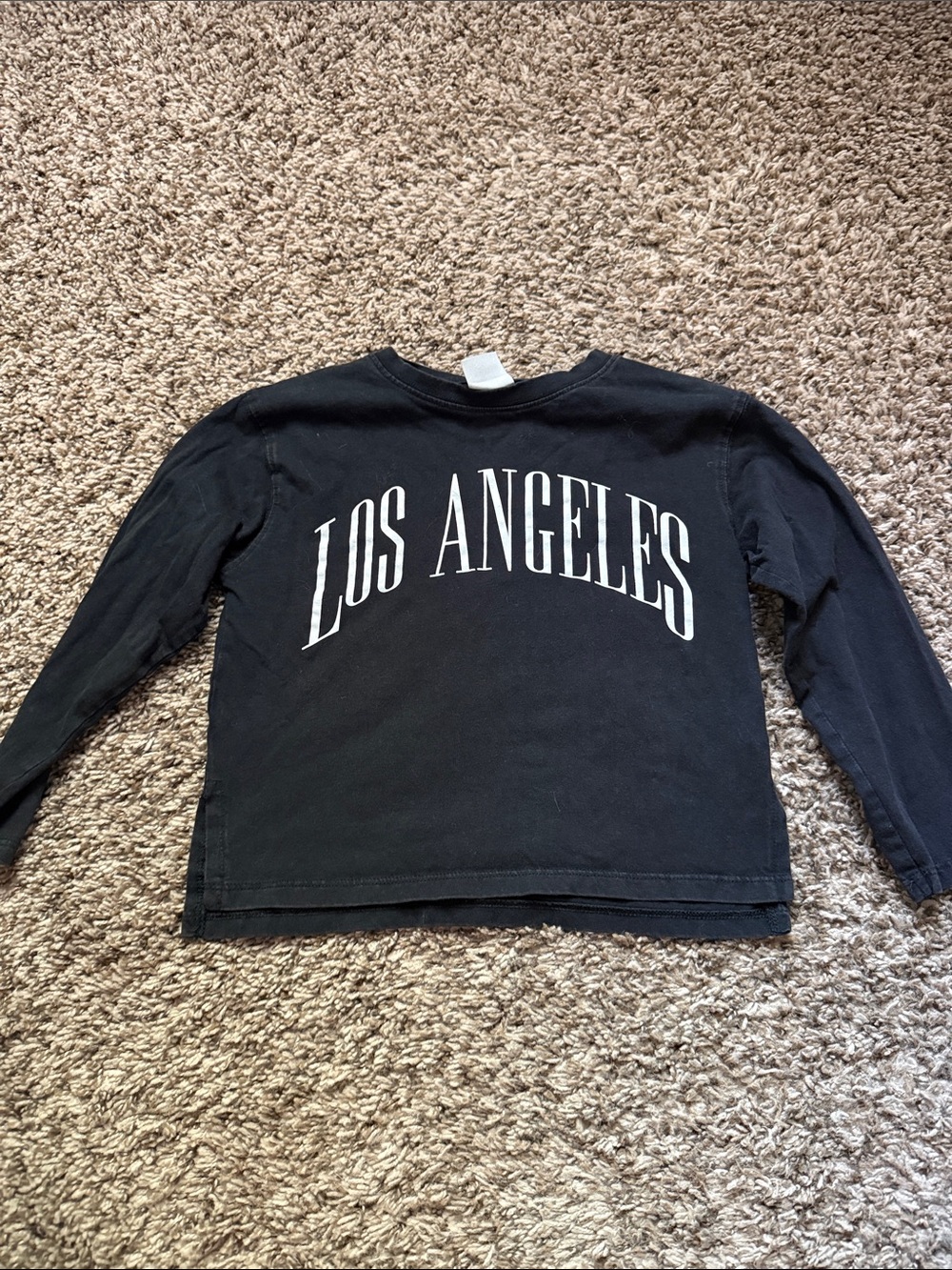 Zara Black Long Sleeve Tee with White 'Los Angeles' Print